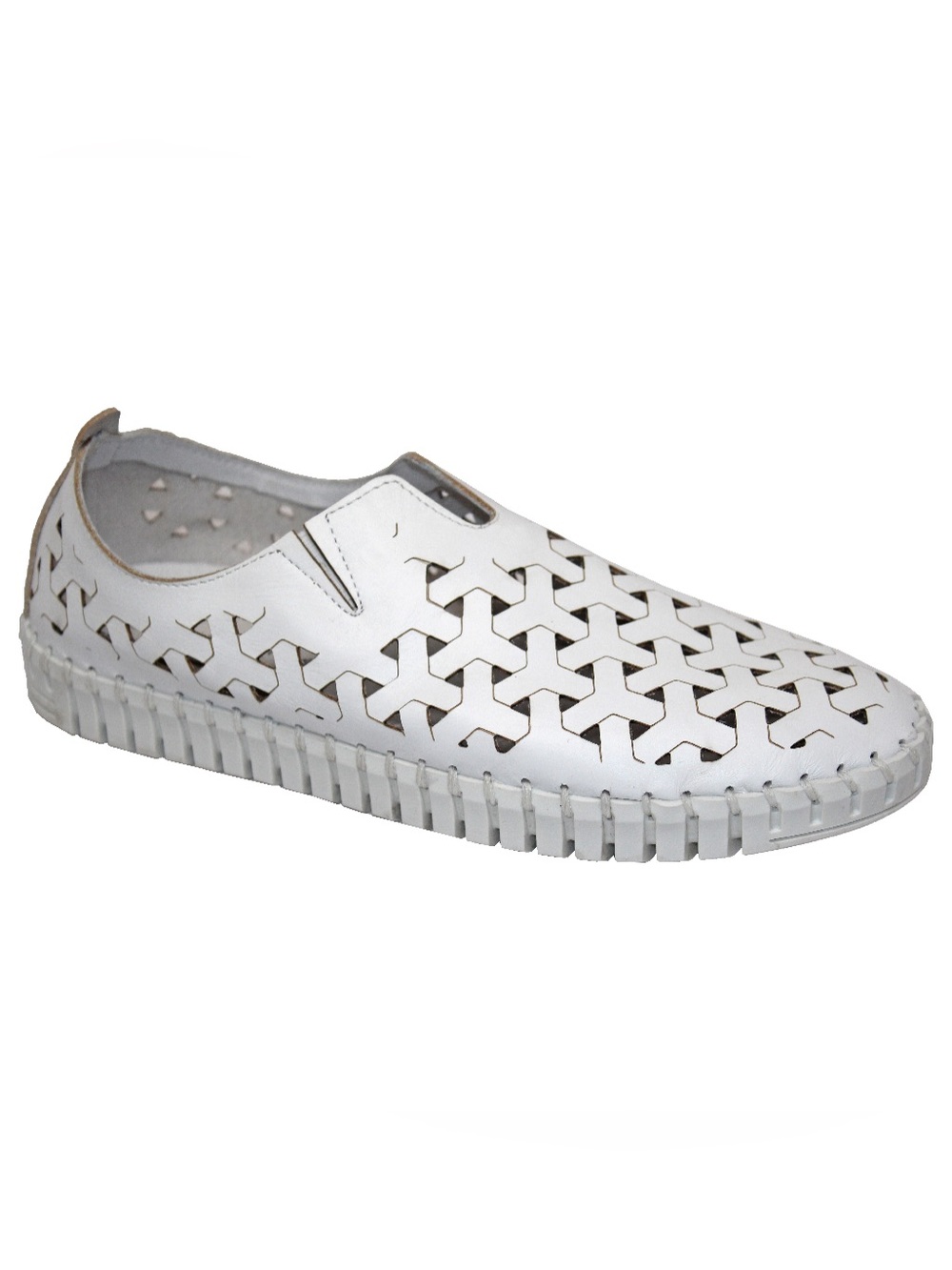Eric Michael White Perforated Slip-On Loafers